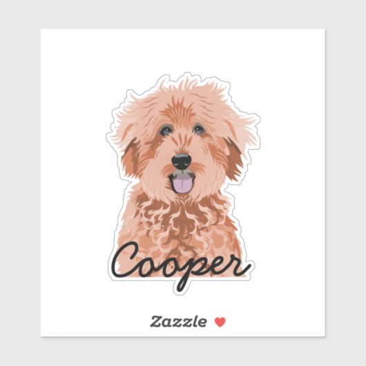 Golden Doodle Abriot Custom Dog Name Sticker (Vel)
