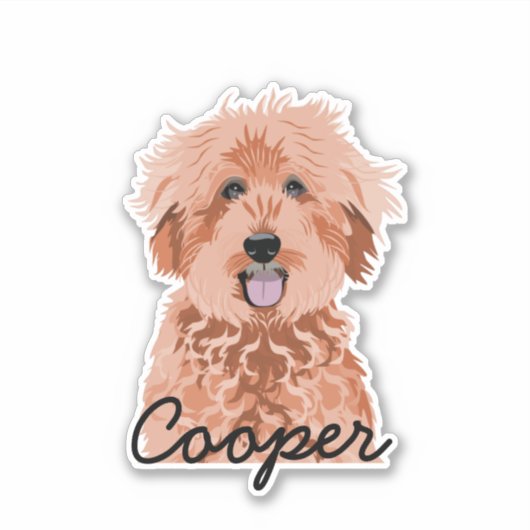 Golden Doodle Abriot Custom Dog Name Sticker (Voorkant)