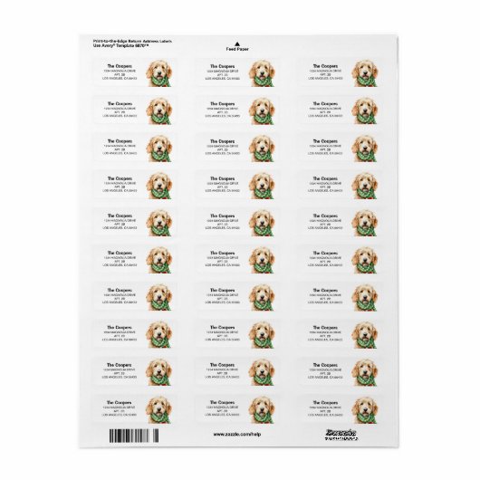 Golden Doodle Address Etiket (Full Sheet)