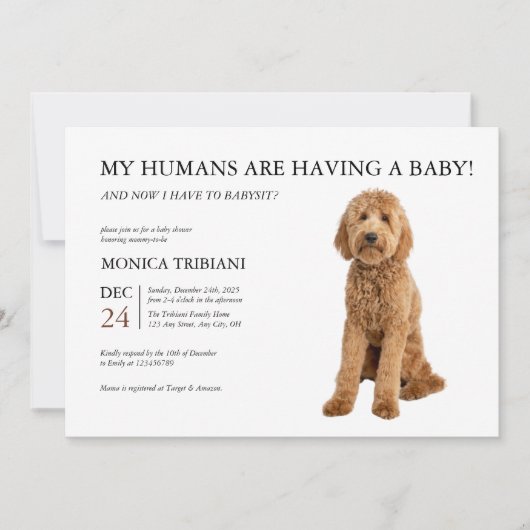 Golden Doodle Baby shower minimalistische uitnodig Kaart (Voorkant)
