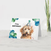 Golden Doodle Balloons en Party Pet Dog Verjaardag Kaart (Voorkant)