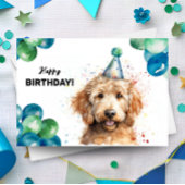 Golden Doodle Balloons en Party Pet Dog Verjaardag Kaart