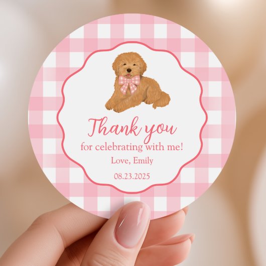 Golden Doodle Birthday Party Favor Thank You Ronde Sticker