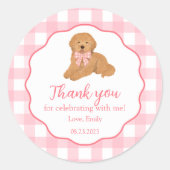 Golden Doodle Birthday Party Favor Thank You Ronde Sticker (Voorkant)