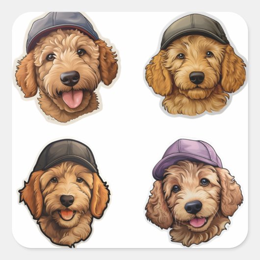 Golden Doodle Cap Kids Sticker Design stickers (Voorkant)