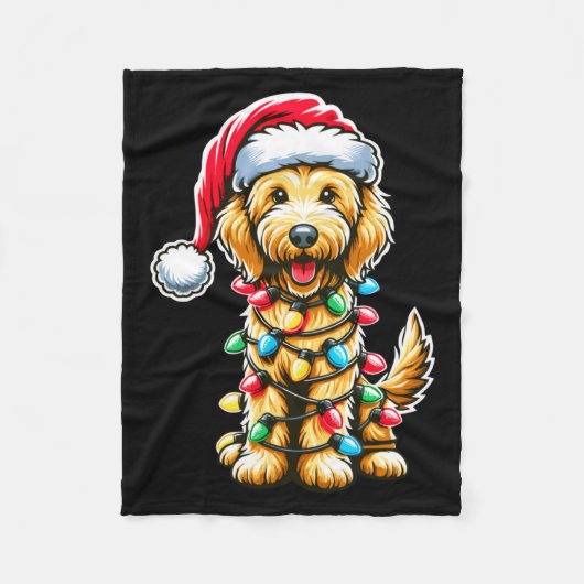 Golden Doodle Christmas Tree Xmas Dog Pajamas Gold Fleece Deken (Voorkant)