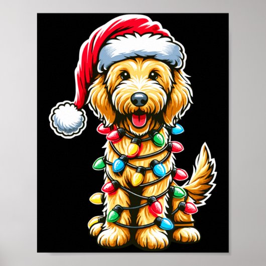 Golden Doodle Christmas Tree Xmas Dog Pajamas Gold Poster (Voorkant)