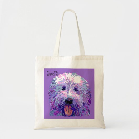 Golden Doodle Dazzling Paarse kleuren Tote Bag (Voorkant)