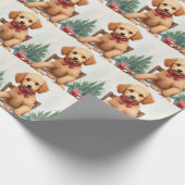 Golden Doodle Decorating Christmas Cookies Cadeaupapier (Hoek)