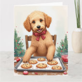 Golden Doodle Decorating Christmas Cookies Kaart (Voorkant)