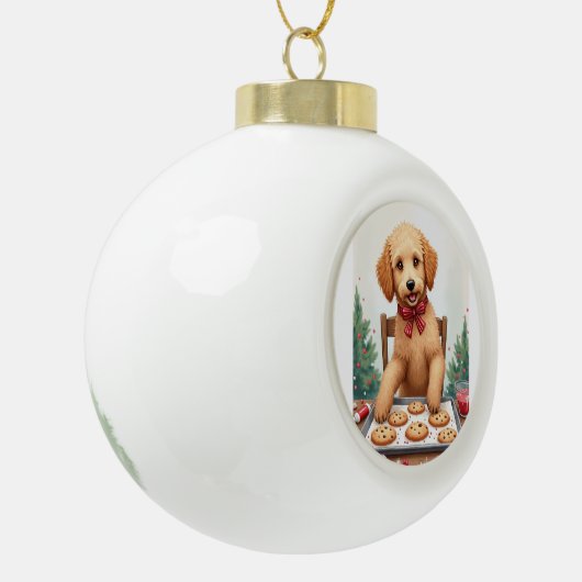 Golden Doodle Decorating Christmas Cookies Keramische Bal Ornament (Links)