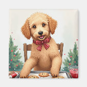 Golden Doodle Decorating Christmas Cookies Magneet (Voorkant)
