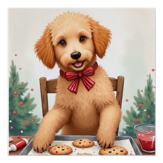Golden Doodle Decorating Christmas Cookies Perfect Poster (Voorkant)