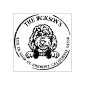 Golden Doodle Dog Familie Retouradres Rubberstempel (Afrduk)