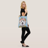 Golden Doodle Dog Flower Crown Illustratie Tote Bag (Op model)