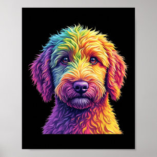 Golden Doodle Dog Kleurrijke Goldendoodle Gezicht Poster