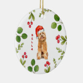 Golden doodle dog met Santa Hat Keramisch Ornament (Rechts)