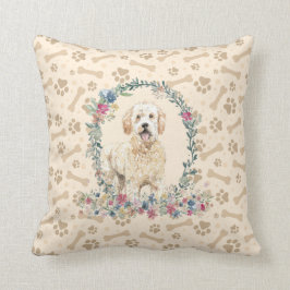 Golden Doodle Dog Paw Print & Floral Cute Kussen