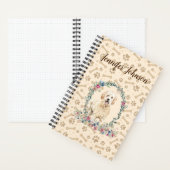 Golden Doodle Dog Paw Print & Floral Cute Notitieboek (Binnen)