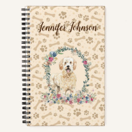 Golden Doodle Dog Paw Print & Floral Cute Notitieboek