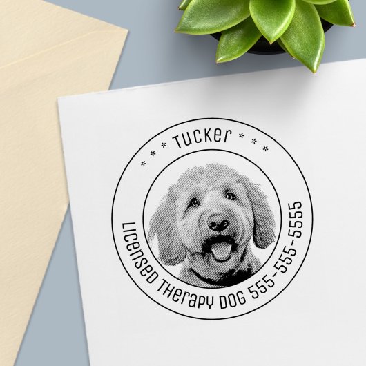 Golden Doodle Dog Pet Foto Rond Zelfinktende Stempel