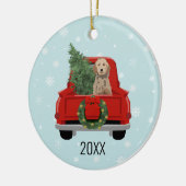 Golden Doodle Dog Red-kersttruck Keramisch Ornament (Links)
