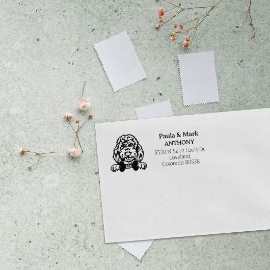 Golden Doodle Dog Return Address Rubberstempel