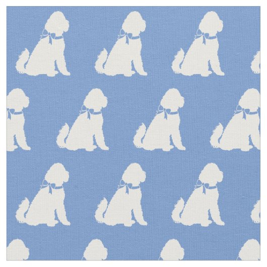Golden Doodle Dog Silhouette Pet Aussie Light Blue Stof (Close Up)
