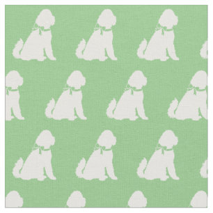 Golden Doodle Dog Silhouette Pet Aussie Sage Green Stof