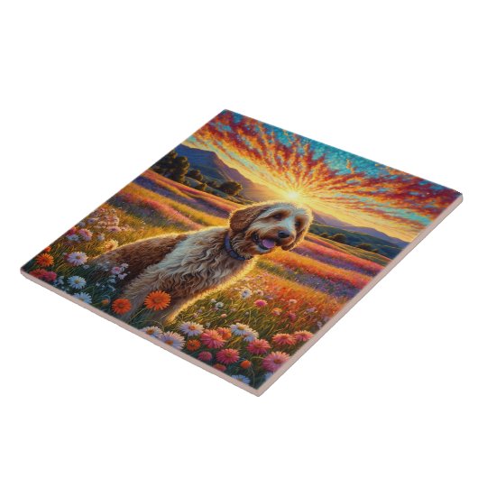 Golden Doodle dog Tegeltje (Zijkant)