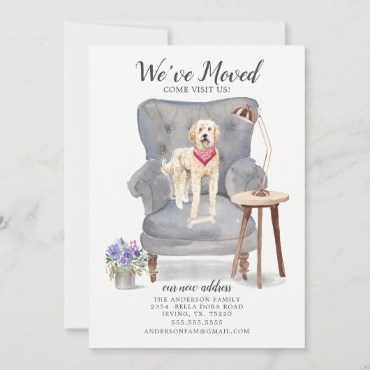 Golden Doodle Dog | Verplaatsingsaankondiging Aankondiging (Voorkant)