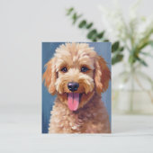 Golden Doodle | Dog Watercolor Painting Pet Briefkaart (Staand voorkant)