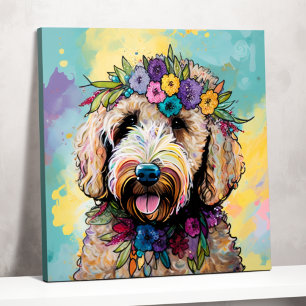Golden Doodle Dreams: Florals en Fun Poster