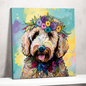 Golden Doodle Dreams: Florals en Fun Poster