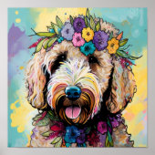 Golden Doodle Dreams: Florals en Fun Poster (Voorkant)