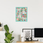 Golden Doodle Floral Dog Art Poster (Thuiskantoor)