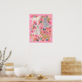 Golden Doodle Floral Dog Art Poster (Keuken)