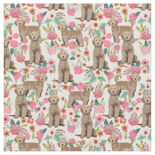 Golden Doodle  florals crème Stof (Close Up)