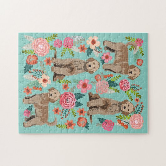 Golden Doodle Florals Dog Legpuzzel (Horizontaal)