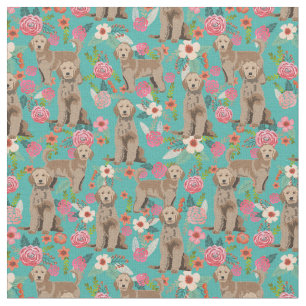 Golden Doodle  florals turquoise Stof
