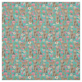 Golden Doodle  florals turquoise Stof (Swatch)