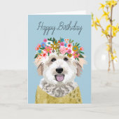 Golden Doodle Flower Crown Illustration Kaart (Gele Bloem)