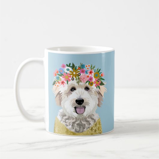 Golden Doodle Flower Crown Koffiemok (Links)