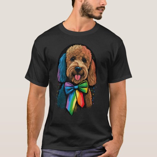 Golden Doodle Gay Pride LGBT Rainbow Flag Goldendo T-shirt (Voorkant)