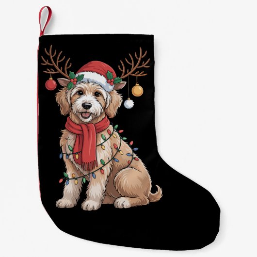 Golden Doodle Gorgeous Reindeer Christmas Tree  Kleine Kerstsok (Voorkant)