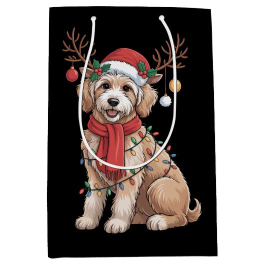 Golden Doodle Gorgeous Reindeer Christmas Tree  Medium Cadeauzakje (Voorkant)