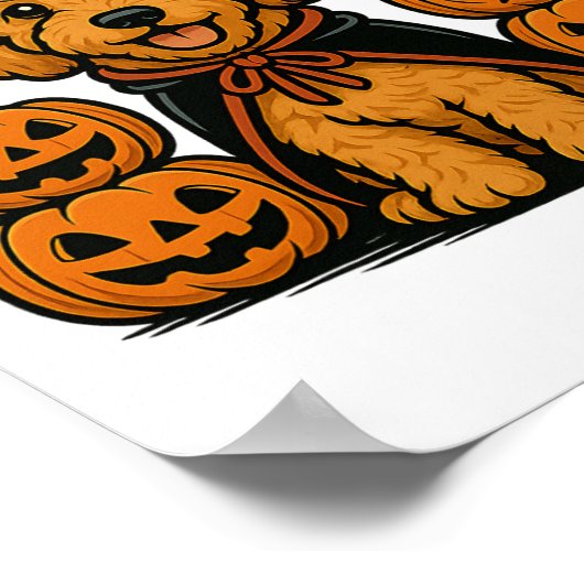 Golden Doodle Halloween Witch Pumpkins Vleermuizen Poster (Hoek)