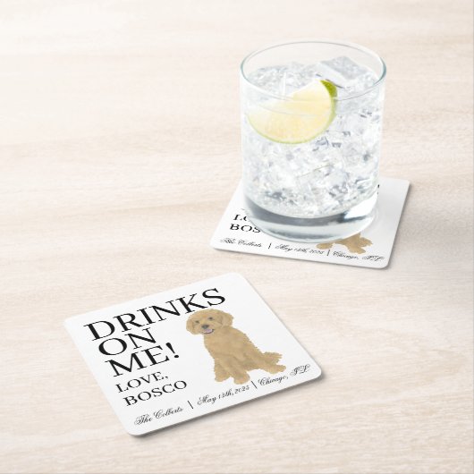 Golden Doodle Hond bruiloft Kartonnen Onderzetters (Insitu)