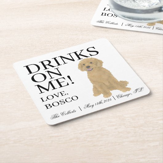 Golden Doodle Hond bruiloft Kartonnen Onderzetters (Schuin)