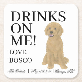 Golden Doodle Hond bruiloft Kartonnen Onderzetters